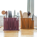2 x Rattan Chopsticks Cage 3-Lattices Tableware Drain Holder Organizer z x c
