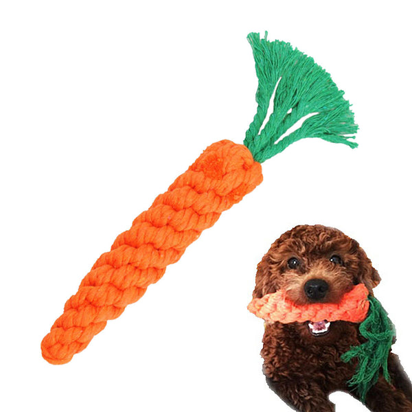 2x Chew Braided Cotton Rope Carrot Shaped Dogs Teeth Cleaning Toys for Pet Bite