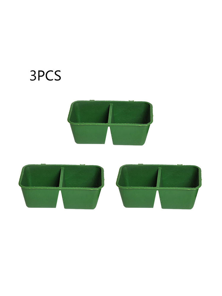 3Pcs Pet Parrot Pots Double Food Bowl Bird Hamster Twin Feeding Water Bowls