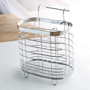 Oval Basket Storage Drainer Rack Metal Kitchen Spoon Tools Fork Organizer