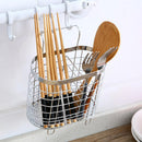 Oval Basket Storage Drainer Rack Metal Kitchen Spoon Tools Fork Organizer