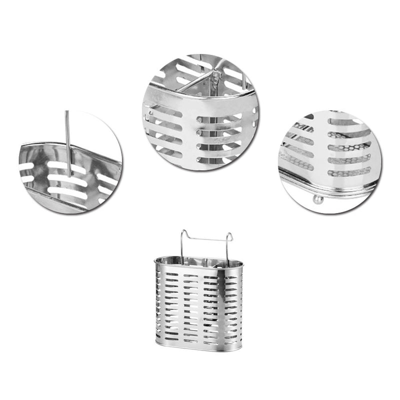 1 x Kitchen Hanging Stainless Steel Double Chopsticks Spoon Fork Cutlery Storage