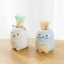 2Pcs Ceramic Cartoon Animal Toothbrush Holder Bathroom Swab Organizer Home Decor