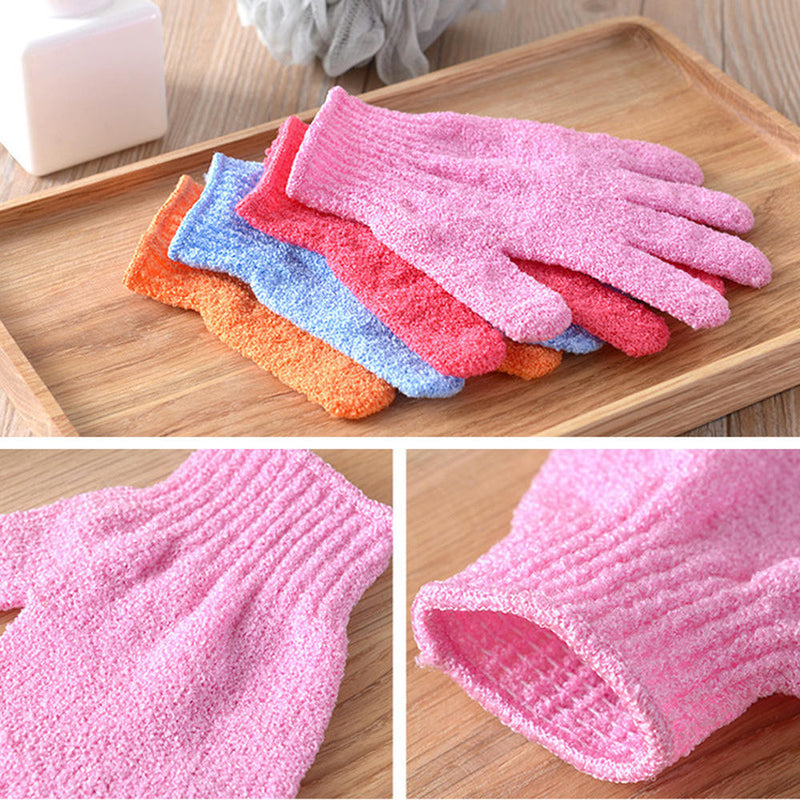 4Pcs Shower Exfoliating Wash Skin Spa Foam Bath Gloves Massage Loofah Scrubber