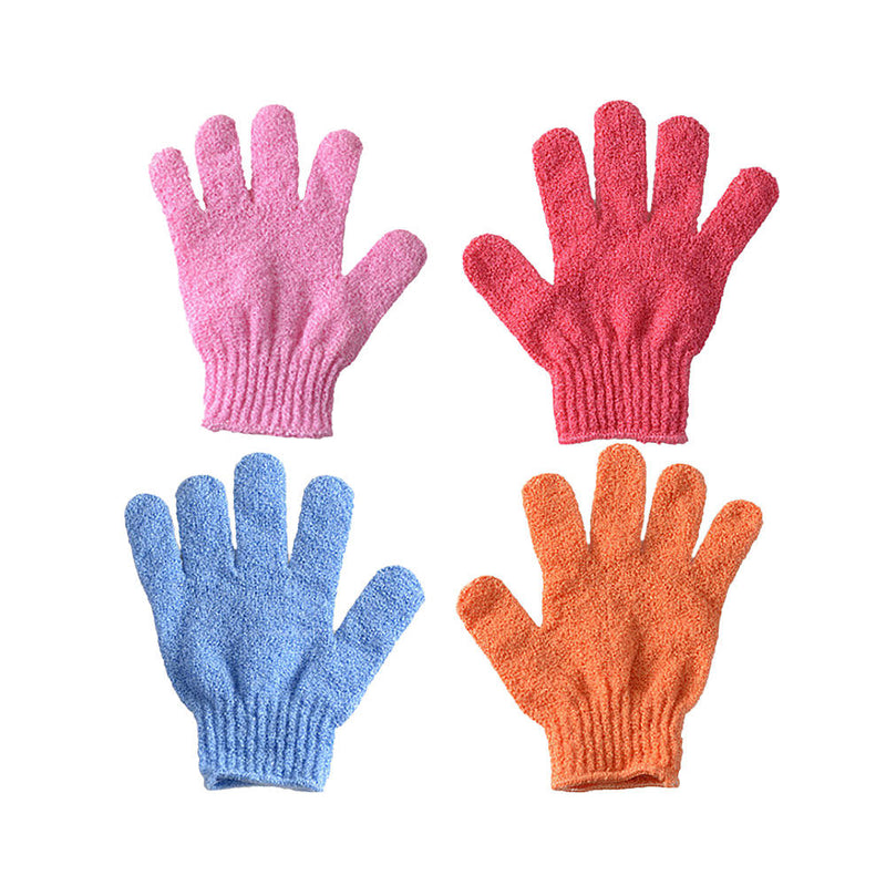 4Pcs Shower Exfoliating Wash Skin Spa Foam Bath Gloves Massage Loofah Scrubber