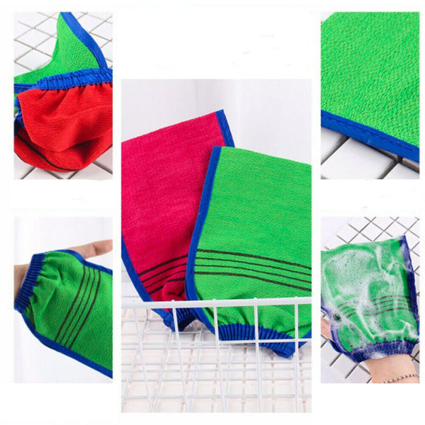 4x Body Exfoliating Gloves Thickened Double Sided Shower Glove Bath Towel New
