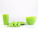 24Pcs Tableware Kit Portable Polypropylene Outdoor Picnic Mug Bowl Spoon Plate