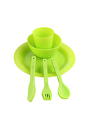 24Pcs Tableware Kit Portable Polypropylene Outdoor Picnic Mug Bowl Spoon Plate