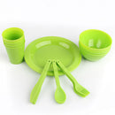 24Pcs Tableware Kit Portable Polypropylene Outdoor Picnic Mug Bowl Spoon Plate