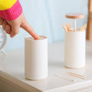 Nordic Automatic Cotton Bud Holder Container Toothpicks Dispenser Box Wooden