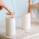 Nordic Automatic Cotton Bud Holder Container Toothpicks Dispenser Box Wooden