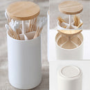 Nordic Automatic Cotton Bud Holder Container Toothpicks Dispenser Box Wooden