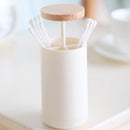 Nordic Automatic Cotton Bud Holder Container Toothpicks Dispenser Box Wooden