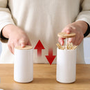 Nordic Automatic Cotton Bud Holder Container Toothpicks Dispenser Box Wooden