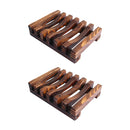2x Soap-Box Drain-Rack Wooden Natural Hollow Retro for Home Dormitory Hotel