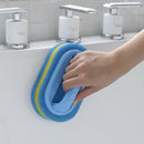 Brush Sponge Kitchen Bathroom Eraser Scrub Cleaning Tool w/ Handle One Color