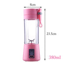 380ml Mini Rechargeable USB Electric Juicer Bottle Fruit Blender Mixer w/ 6 Vane