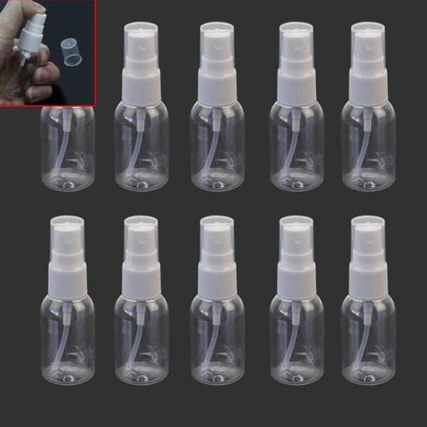 10x Small Clear 30ml Plastic Spray Bottles Travel Home Transparent Makeup Hot