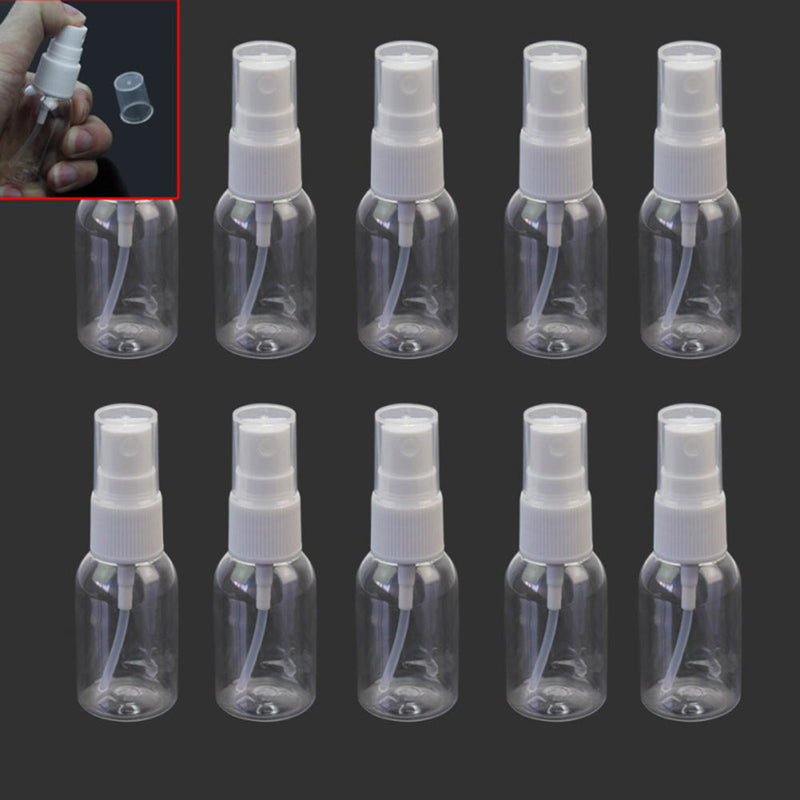 10x Small Clear 30ml Plastic Spray Bottles Travel Home Transparent Makeup Hot