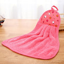 2 PCS Home Kitchen Bathroom Hanging Towel Coral Velvet Cleaning Soft Hand Towels