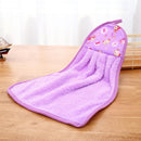 2 PCS Home Kitchen Bathroom Hanging Towel Coral Velvet Cleaning Soft Hand Towels