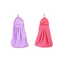 2 PCS Home Kitchen Bathroom Hanging Towel Coral Velvet Cleaning Soft Hand Towels
