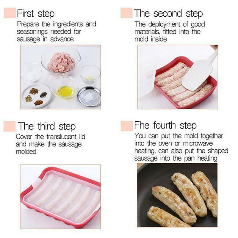 1 x Silicone DIY Sausage Making Mold 6-Hot-Dogs Maker Design Mould Newest Useful