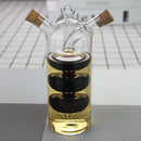 2-Outlet Glass Olive Oil Jar Vinegar Bottle Kitchen Sauce Cruet Dispenser