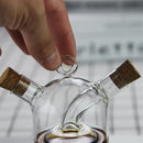 2-Outlet Glass Olive Oil Jar Vinegar Bottle Kitchen Sauce Cruet Dispenser