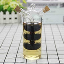 2-Outlet Glass Olive Oil Jar Vinegar Bottle Kitchen Sauce Cruet Dispenser