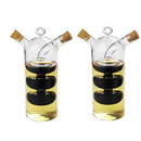 2-Outlet Kitchen Glass Oil Jar Vinegar Bottle Sauce Cruet Dispenser 1 pc