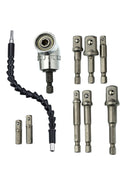 8pcs Extension Rod +105 Degree Right Angle Drill + 30cm Universal Flexible Shaft