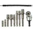 8x Socket Bit Adapter Drill Nut Extension Bar + Right Angle Drill Flexible Shaft