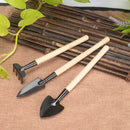3pcs/set Mini Gardening Tools Wood Handle Steel Potted Plants Shovel Rake Spade