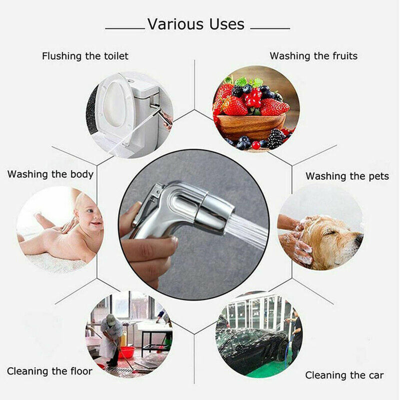 Handheld Stainless Steel Bidet Spray Shower Head Shattaf Toilet with 1.5M Hose
