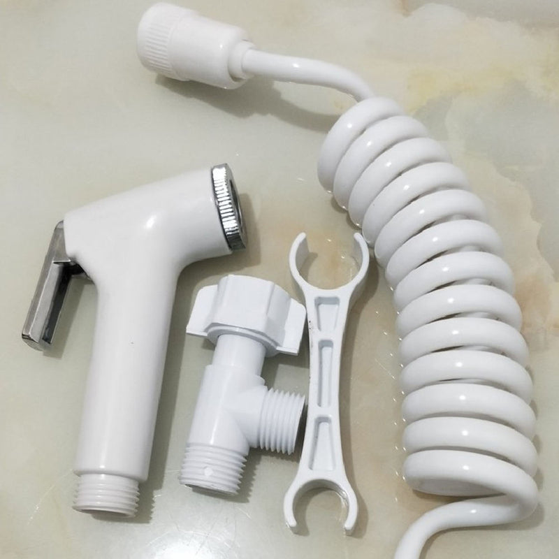 1 x Plastic Handheld Bidet Sprayer Set for Toilet with Hose Adapter Mounting