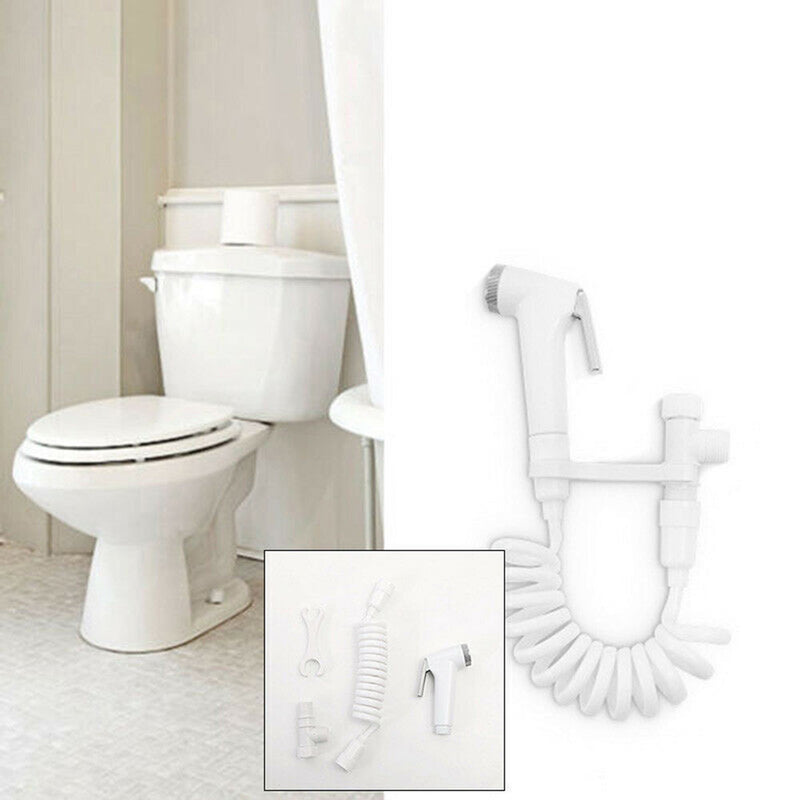 1 x Plastic Handheld Bidet Sprayer Set for Toilet with Hose Adapter Mounting