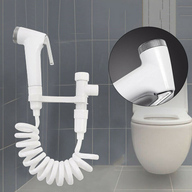 1 x Plastic Handheld Bidet Sprayer Set for Toilet with Hose Adapter Mounting