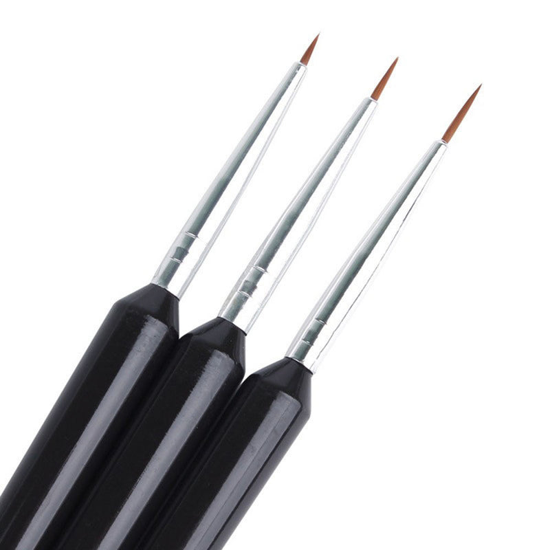 3Pcs Nail Art Super Thin Liner Brush Painting Flower Drawing Lines Manicure