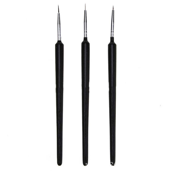 3Pcs Nail Art Super Thin Liner Brush Painting Flower Drawing Lines Manicure