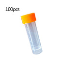 100Pcs Clear Plastic Test Tube Vial Storage Container Bottle with Screw Cap 5ml