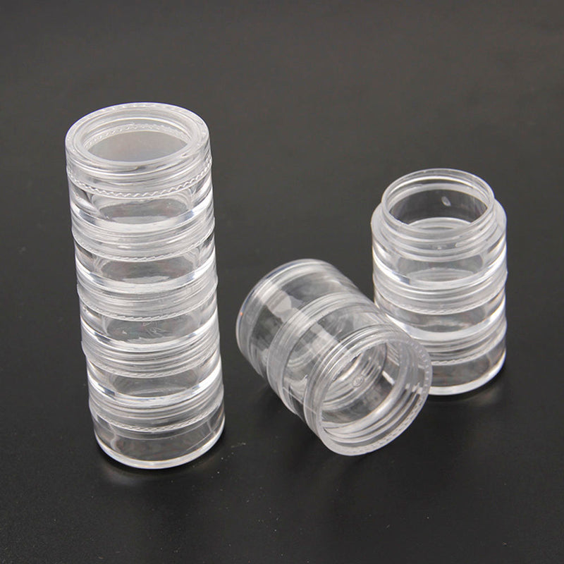5Pcs Stacking Clear Plastic Jar Cosmetic Sample Nail Art Makeup Container