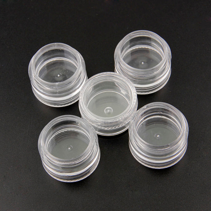 5 Pcs Stacking Clear Plastic Jar Cosmetic Sample Nail Art Makeup Container New