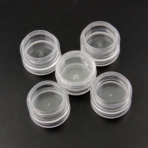 5Pcs Stacking Clear Plastic Jar Cosmetic Sample Nail Art Makeup Container