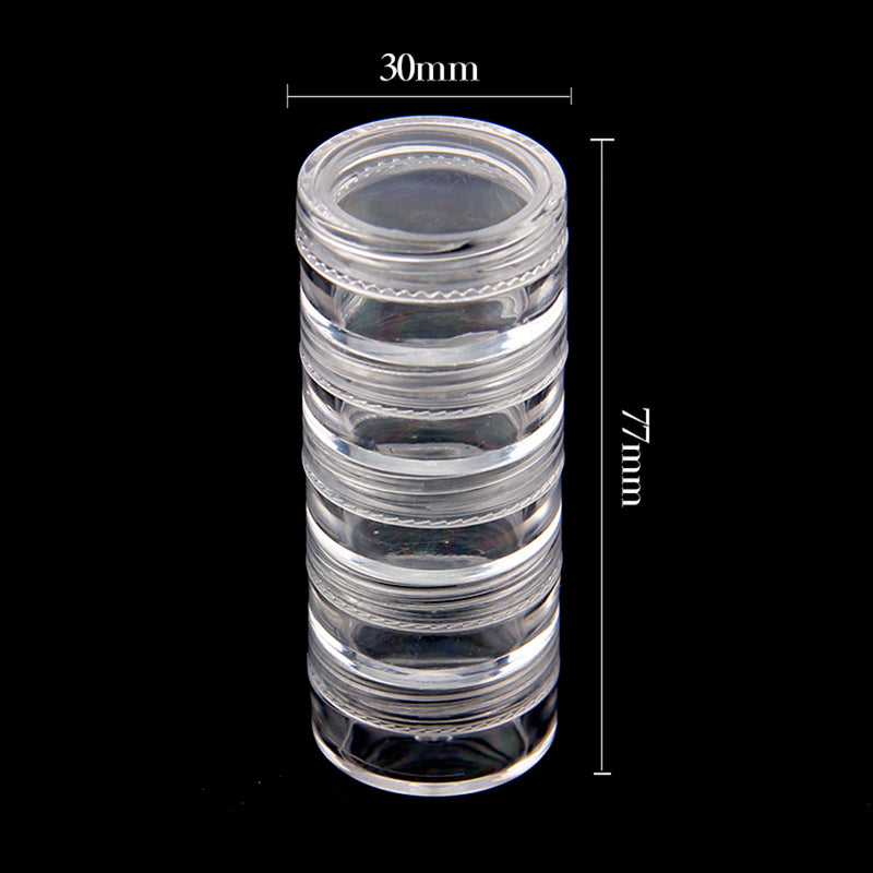 5-layer 30x77mm Transparent Empty Plastic Storage Boxes Nail Art Tip Glitter