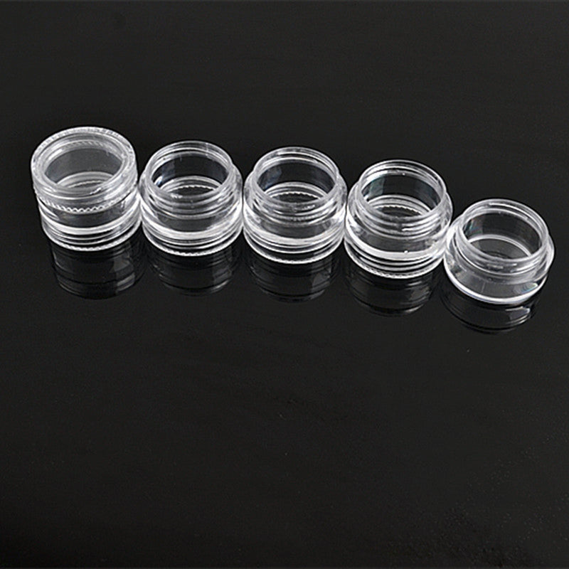 5Pcs Stacking Clear Plastic Jar Cosmetic Sample Nail Art Makeup Container
