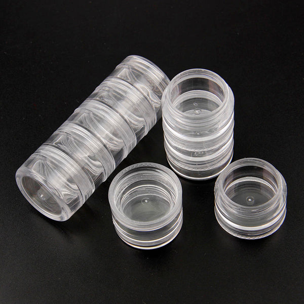 5 Pcs Stacking Clear Plastic Jar Cosmetic Sample Nail Art Makeup Container New