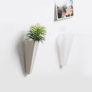 2 Pcs  Wall Mounted Hanging Glass Flower Vase Plant White Container Long Vase