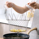 Stainless Steel Frying Net Round Basket Strainer French Fries Fried Food+Handle