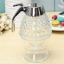 1 PC Premium Honey Syrup Dispenser Jar Cup Glass Bee Hive Trigger Stand